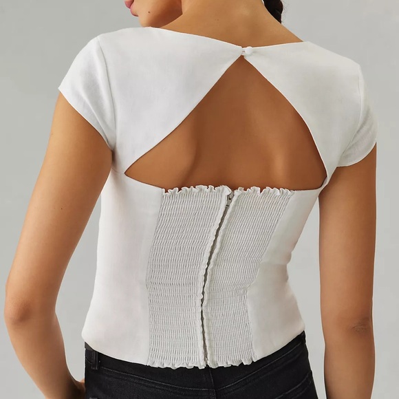 Reformation Cora Linen Top in White EUC Size 6 - Picture 2 of 5